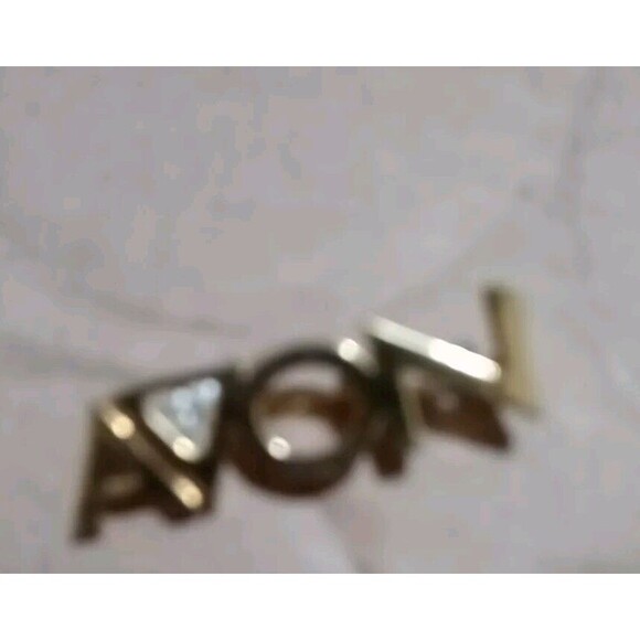 Avon Jewelry - Avon Representative Clear Rhinestone Gold Tone Brooch Pin Letters Triangle D2